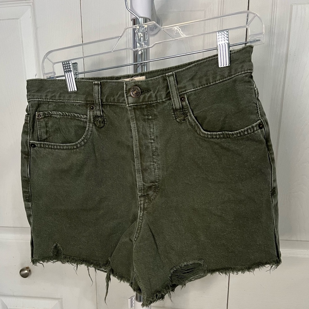 Free People Makai Olive Cutoff Jean Denim Shorts 29 We The Free Distressed